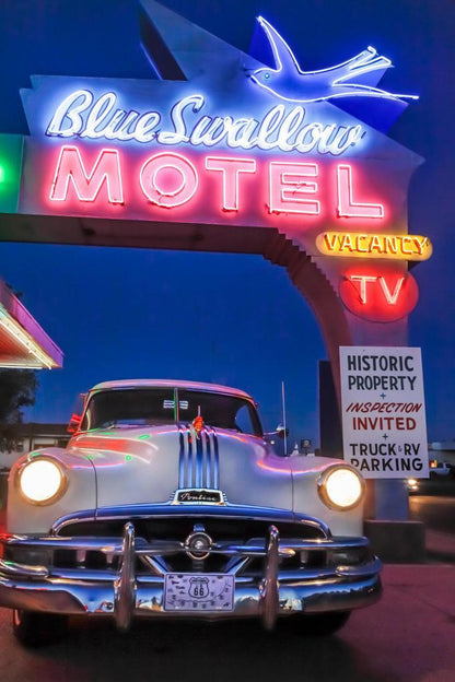 Vintage Pontiac at a Motel at Night | Retro Car Photography | Americana Poster - Photography Poster
