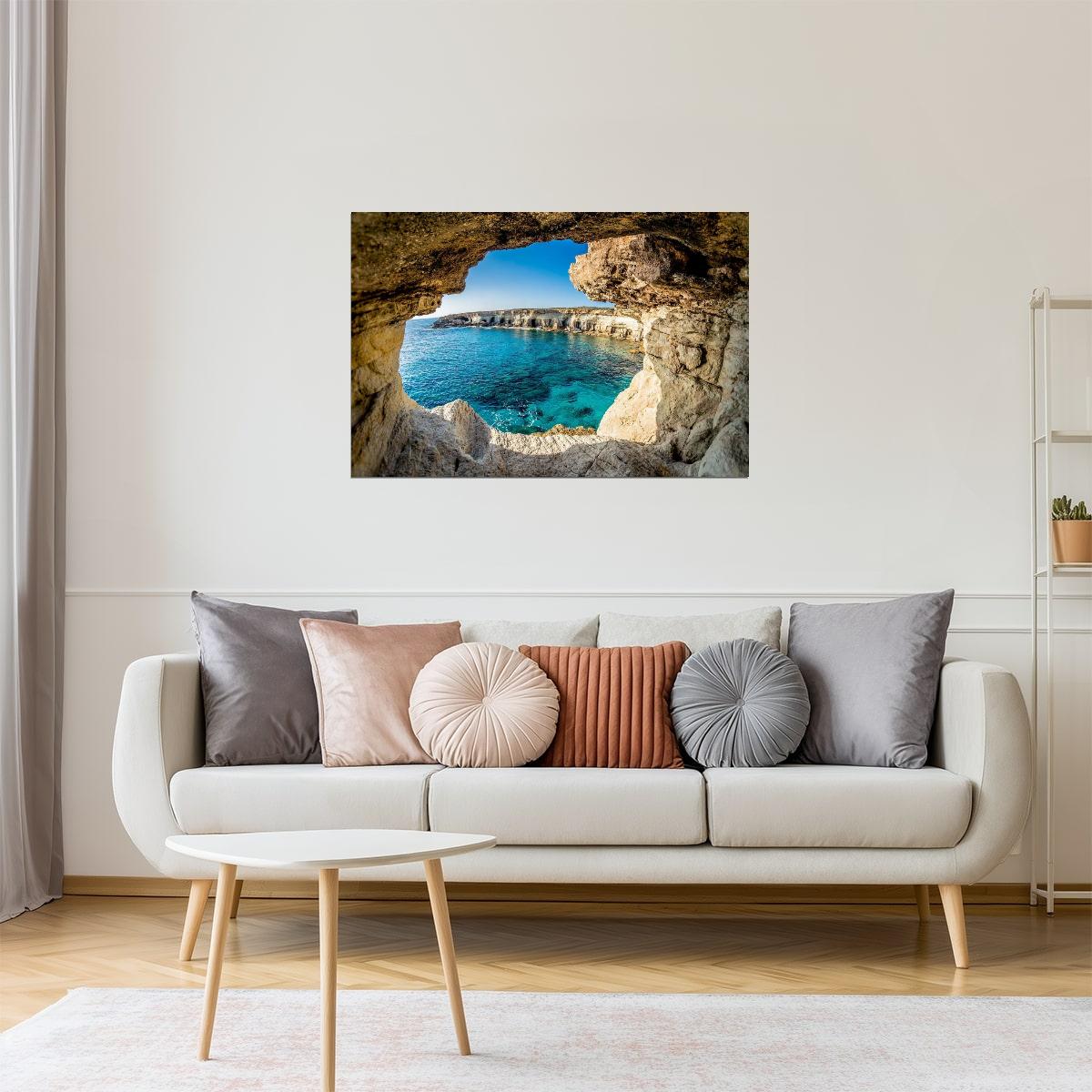 Ayia Napa Sea Caves Poster | Cyprus Coastal Landscape Photography | Seascape Wall Art