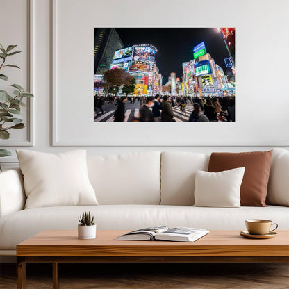 Shibuya Crossing at Night | Urban Photography Print | Tokyo Japan Travel Poster