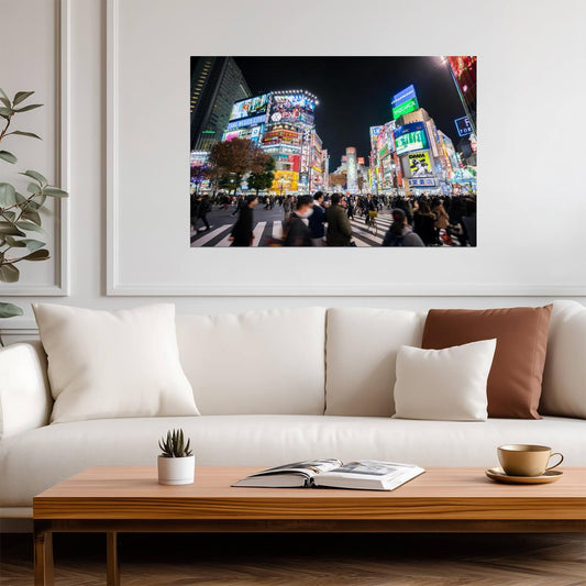 Shibuya Crossing at Night | Urban Photography Print | Tokyo Japan Travel Poster