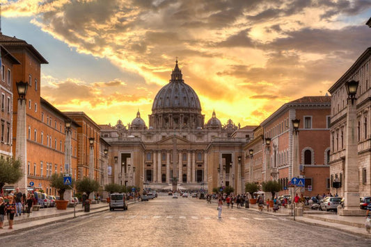 Sunset Over St. Peter's Basilica | Vatican City Rome Photography | Italy Landmark Poster - Photography Poster