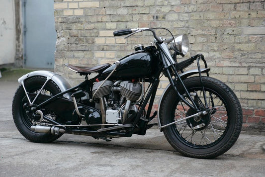 Black Chopper Motorcycle Side View | Biker Photography Print | Garage Wall Art Poster - Cars Poster