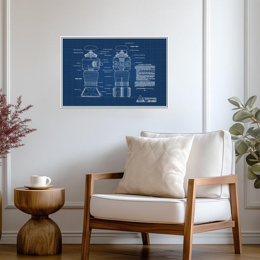Lost in Space Robot B-9 | Sci-Fi Blueprint Poster | Classic TV Show Wall Art - Movies & TV Poster