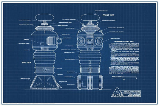 Lost in Space Robot B-9 | Sci-Fi Blueprint Poster | Classic TV Show Wall Art - Movies & TV Poster
