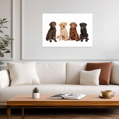 Four Different Colored Labrador Puppies | Cute Dog Photography | Pet Portrait Poster - Photography Poster