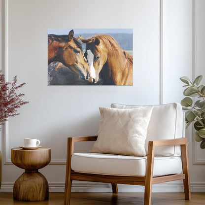 A Tender Moment Between Two Horses | Heartwarming Photography Print | Equestrian Wall Art Poster - Photography Poster