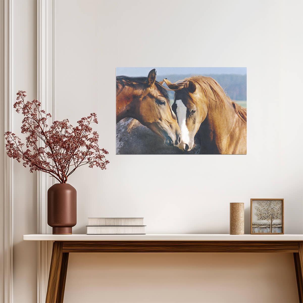 A Tender Moment Between Two Horses | Heartwarming Photography Print | Equestrian Wall Art Poster - Photography Poster