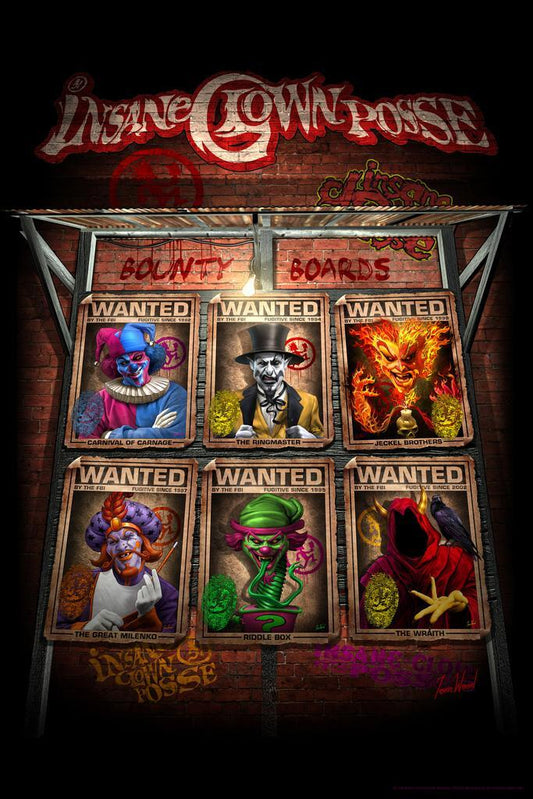 Insane Clown Posse (ICP) "Bounty Board" | Wanted Signs Collage | Music Fan Art Poster - Music Poster