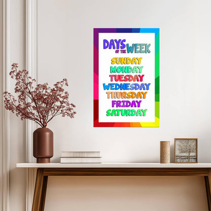 Days of the Week Chart | Colorful Educational Poster | Kids Classroom Wall Art - For Kids Poster