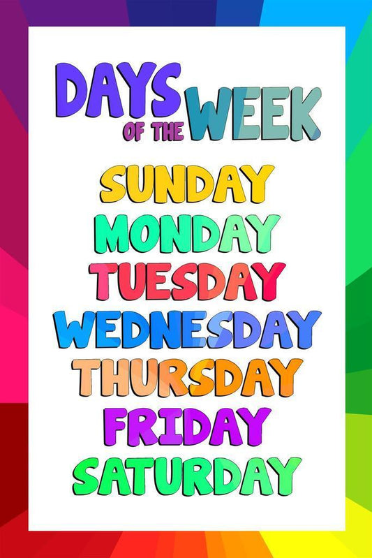 Days of the Week Chart | Colorful Educational Poster | Kids Classroom Wall Art - For Kids Poster