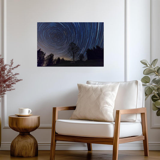 Star Trails Above a Lone Tree | Night Sky Photography | Astrophotography Poster - Photography Poster