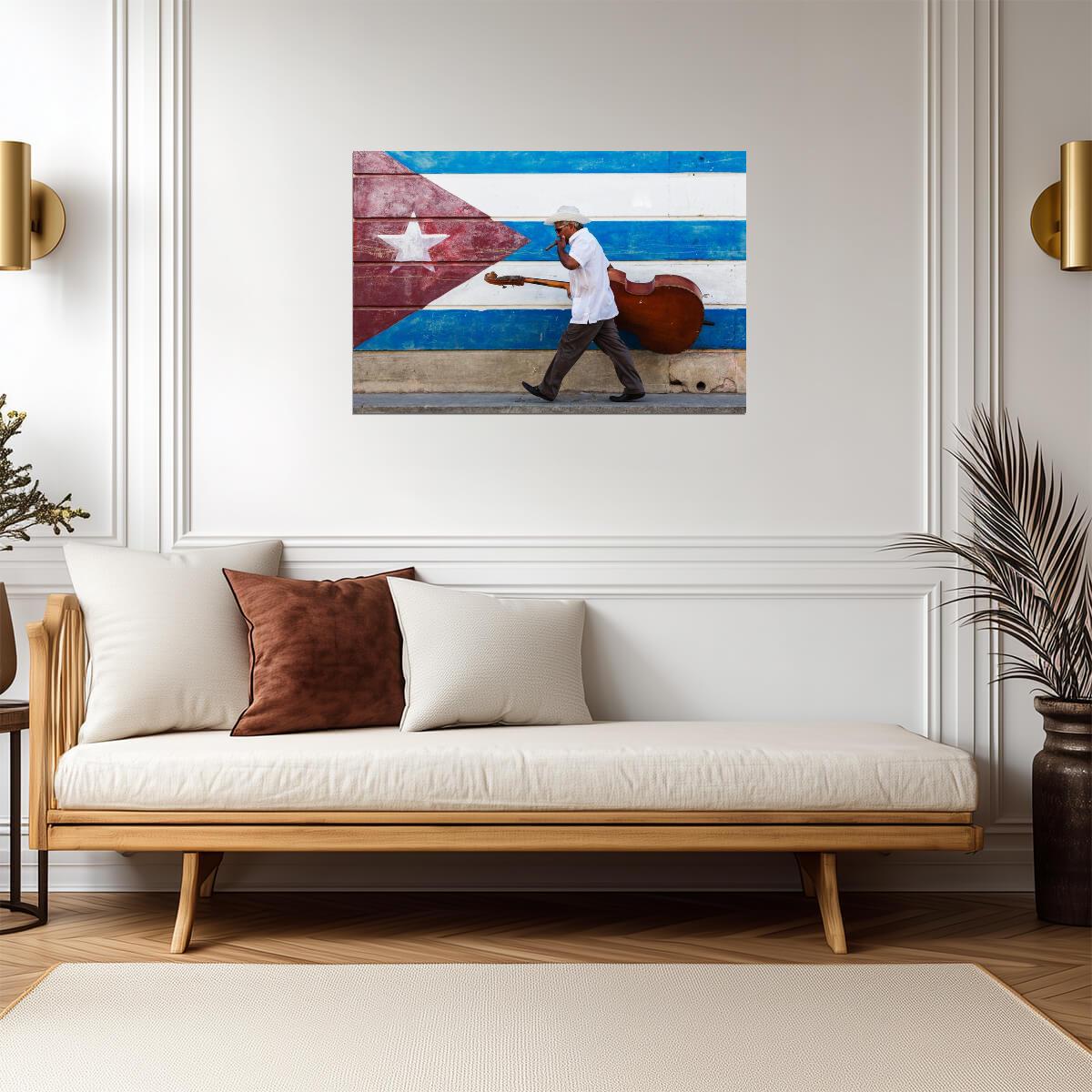 Cuban Musician with Upright Bass | Street Photography Print | Havana Music Scene Poster - Music Poster