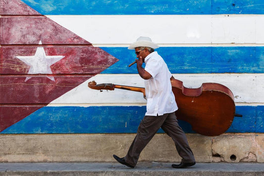 Cuban Musician with Upright Bass | Street Photography Print | Havana Music Scene Poster - Music Poster