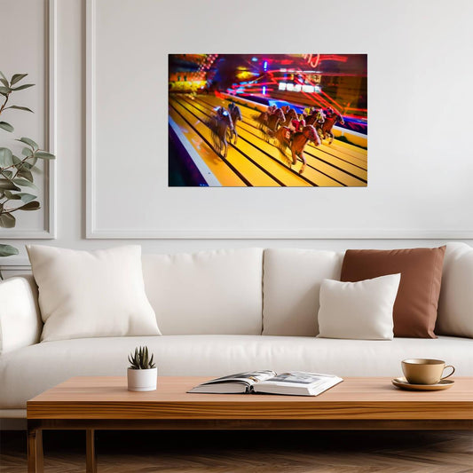 Vintage Horse Race Arcade Game | Retro Amusement Park Photography | Game Room Decor Poster - Sports Poster