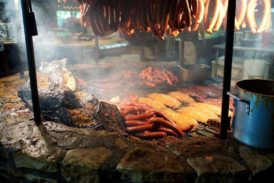 Texas BBQ Meat Smoking Over a Pit | Food Photography Print | Kitchen Wall Art Poster - Photography Poster
