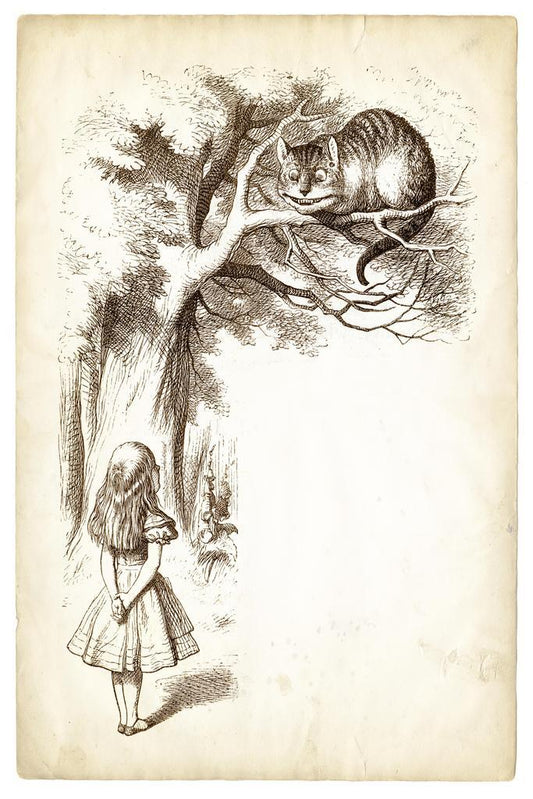 Alice and The Cheshire Cat | 1899 Antique Engraving Art Print | Vintage Illustration Poster - Graphic & Art Poster