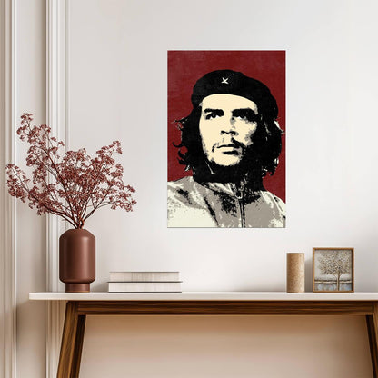 Che Guevara Pop Art Portrait | Stylized Revolutionary Art | Red and Black Graphic Poster - Graphic & Art Poster