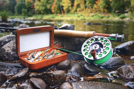 Salmon Fishing Gear on a River Bank | Angler Lifestyle Photography | Hobby Poster - Photography Poster
