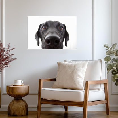 Curious Black Labrador Retriever Close Up | Black and White Dog Photography | Pet Poster - Photography Poster