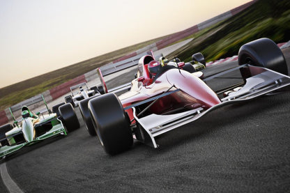 Red Race Car Leading the Pack Poster | Motorsports Photography | Racing Decor