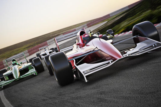Red Race Car Leading the Pack Poster | Motorsports Photography | Racing Decor