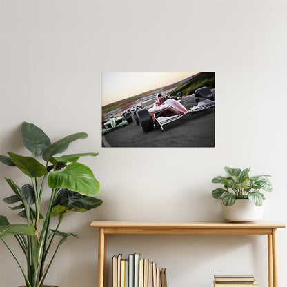Red Race Car Leading the Pack Poster | Motorsports Photography | Racing Decor
