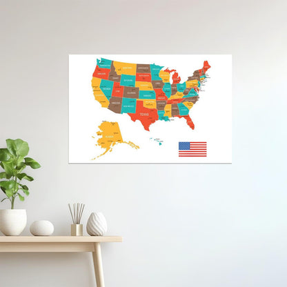 USA Map | Colorful Classroom Map of the United States Poster