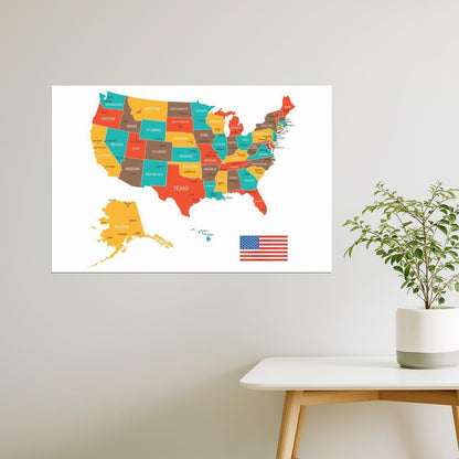 USA Map | Colorful Classroom Map of the United States Poster