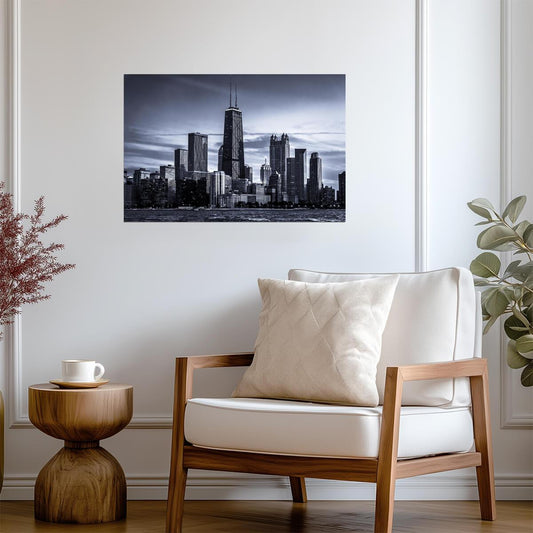Chicago City Skyline Photo | Black and White Architecture | Urban Landscape Poster - Photography Poster