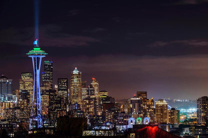 Illuminated Seattle Cityscape | Washington Photography Print | Urban Night Poster - Photography Poster