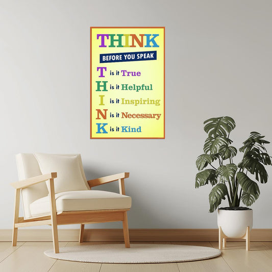 Think Before You Speak | Classroom Motivational Poster (Rainbow)
