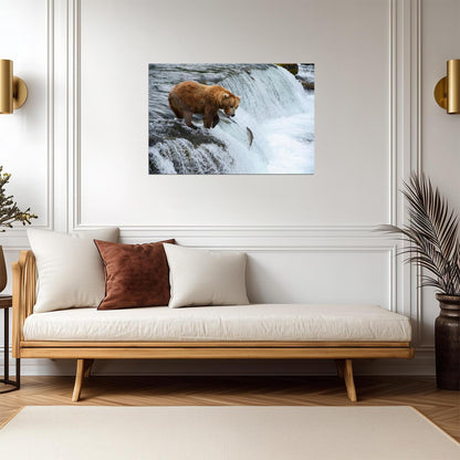 Brown Bear Hunting for Salmon | Alaska Wildlife Photography | Nature Poster - Photography Poster