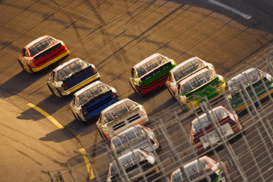 Stock Car Race on a Turn Poster | Racing Photography | Motorsports Wall Art