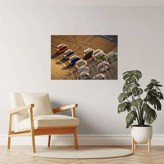 Stock Car Race on a Turn Poster | Racing Photography | Motorsports Wall Art