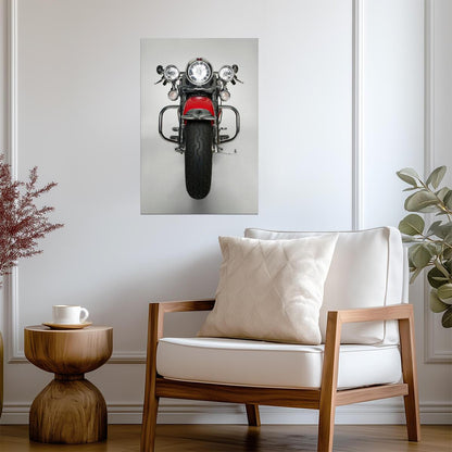 Red Motorcycle Front View | Biker Photography Print | Garage Wall Art Poster - Cars Poster