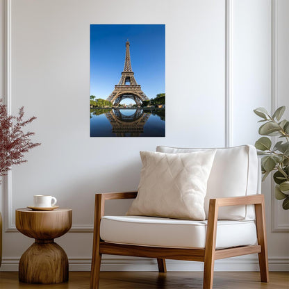Reflection of the Eiffel Tower in Paris | France Landmark Photography | Cityscape Poster - Photography Poster