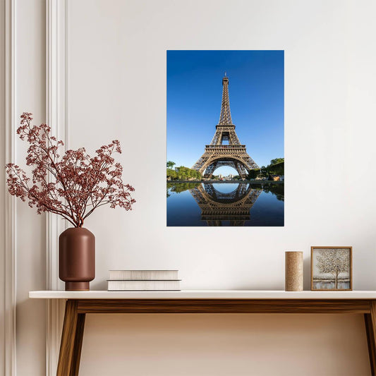 Reflection of the Eiffel Tower in Paris | France Landmark Photography | Cityscape Poster - Photography Poster
