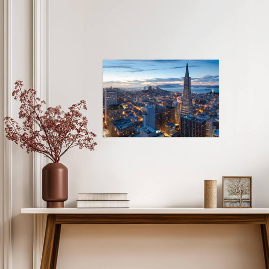 San Francisco California Skyline at Sunset | Cityscape Photography | Urban Wall Art Poster - Photography Poster
