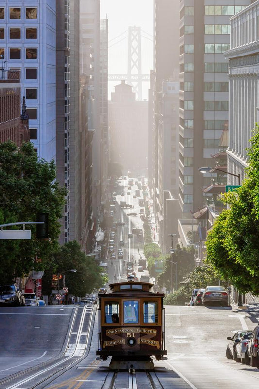 San Francisco Cable Car on California Street Poster | Urban Photography | Cityscape Wall Art