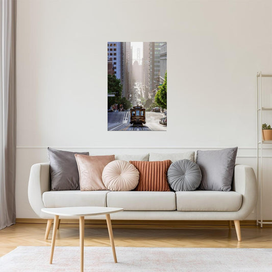 San Francisco Cable Car on California Street Poster | Urban Photography | Cityscape Wall Art