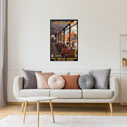 Roma Street Car Poster | Vintage Italian Travel Ad | Rome Cityscape Art