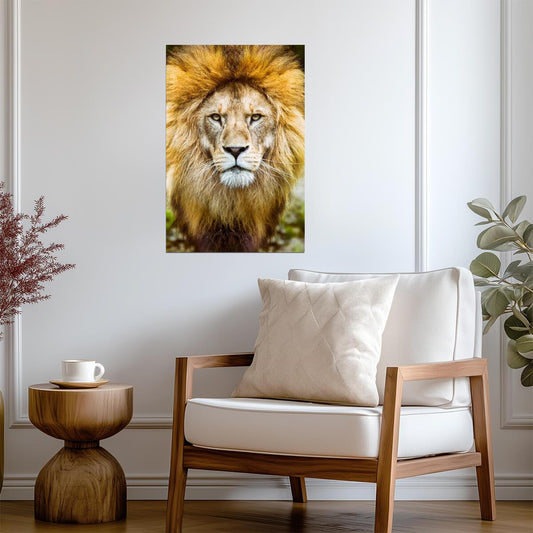 African Lion Headshot Photo | Wildlife Photography | Animal Portrait Poster - Photography Poster
