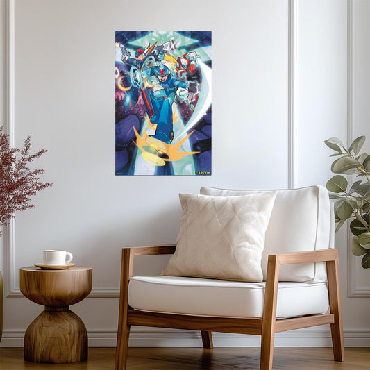 Mega Man X | Retro SNES Video Game Poster | Gamer Room Wall Art - Video Games Poster