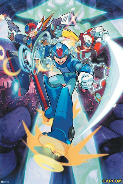 Mega Man X | Retro SNES Video Game Poster | Gamer Room Wall Art - Video Games Poster