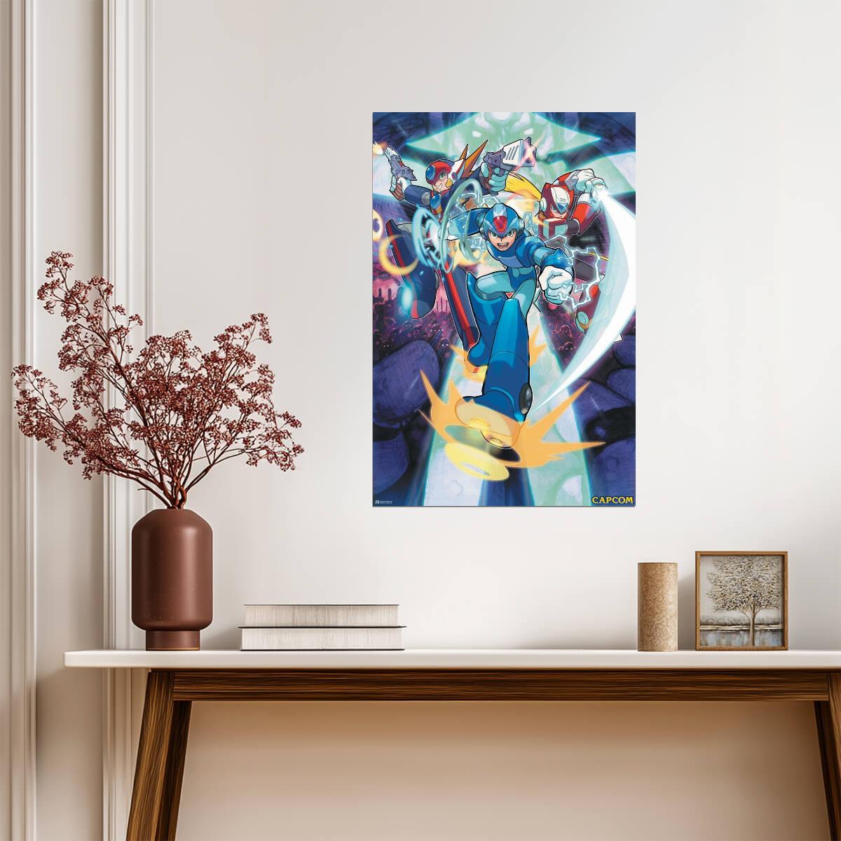 Mega Man X | Retro SNES Video Game Poster | Gamer Room Wall Art - Video Games Poster