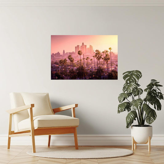 Los Angeles Skyline Sunset Poster | California Photography | Cityscape Wall Art