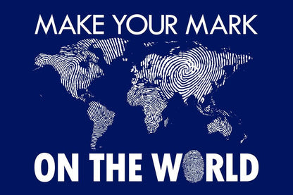Blue World Map | Make Your Mark on the World Travel Poster