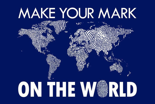 Blue World Map | Make Your Mark on the World Travel Poster