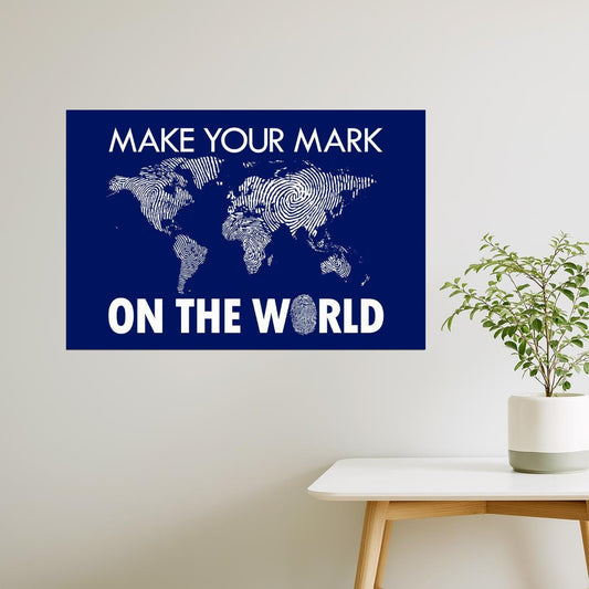 Blue World Map | Make Your Mark on the World Travel Poster