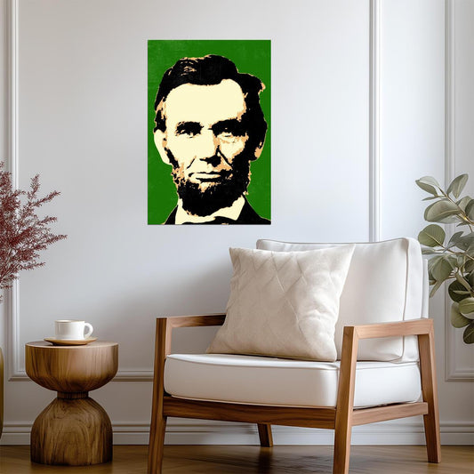 Abraham Lincoln Pop Art | Green Stylized Portrait | Historical Figure Poster - Graphic & Art Poster
